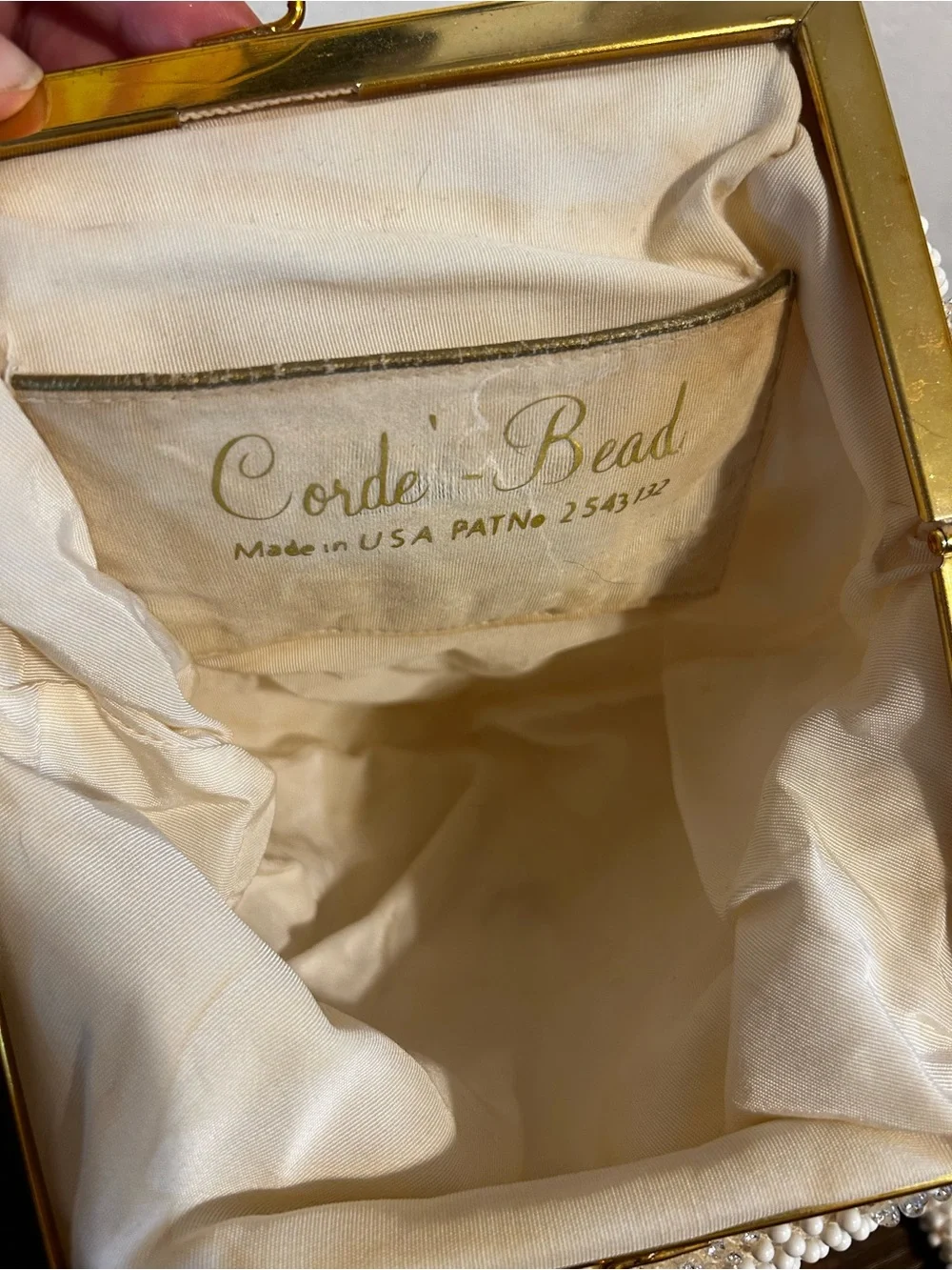Corde’ Bead Pearl-Embellished pearl Evening Clutch w/coin purse